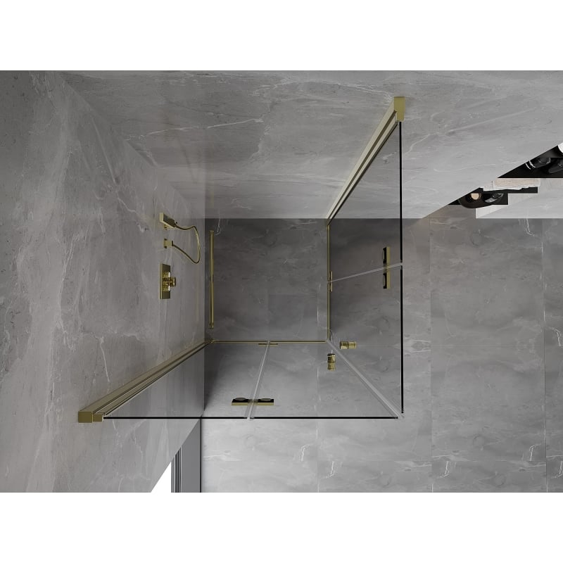 Mexen Mist-F Duo kokkupandav dušikabiin 120 x 120 cm, läbipaistev, kuldne - 8A6-120L-120P-50-00