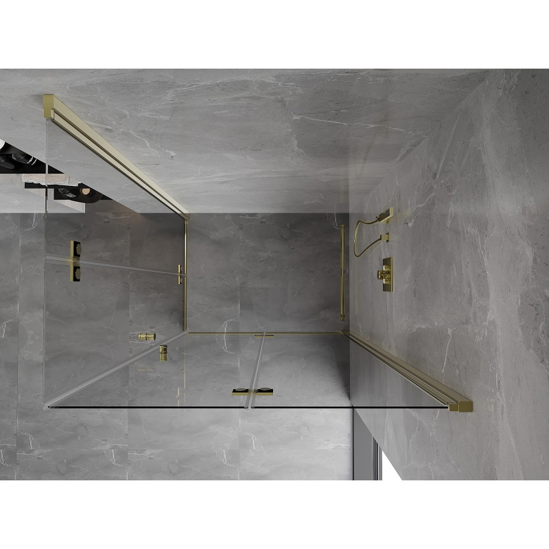 Mexen Mist-F Duo sklopiva tuš kabina desna 75 x 85 cm, prozirna, zlatna - 8A6-075L-085P-50-00