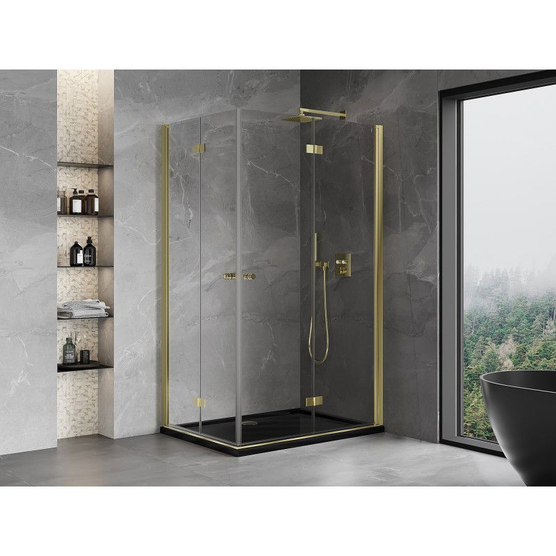 Mexen Mist-F Duo cabine de douche pliante droite 75 x 110 cm, transparent, or - 8A6-075L-110P-50-00