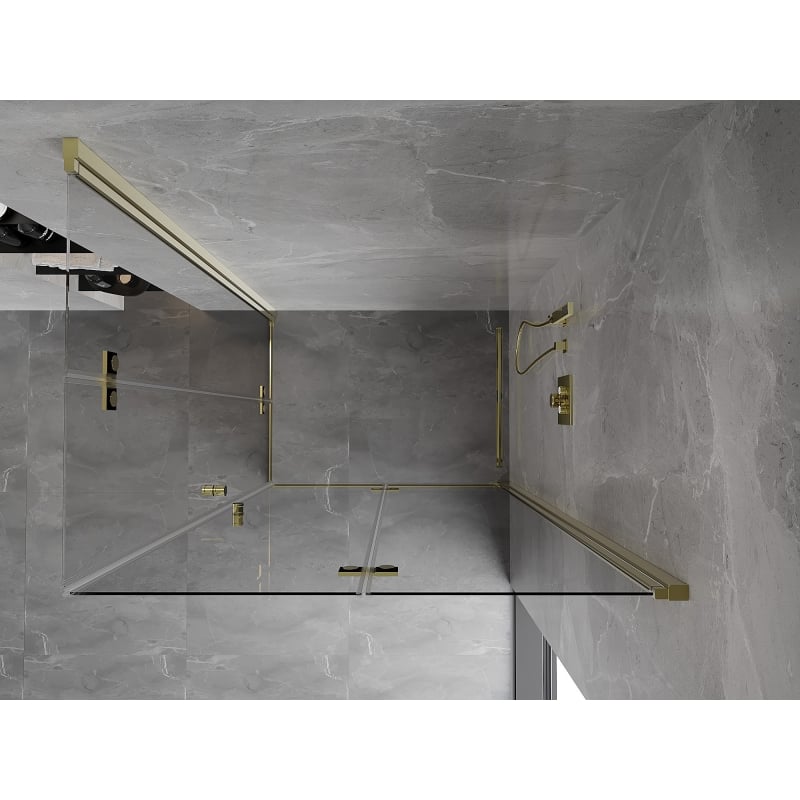 Mexen Mist-F Duo Foldable Shower Enclosure Right 95 x 110 cm, Transparent, Gold - 8A6-095L-110P-50-00