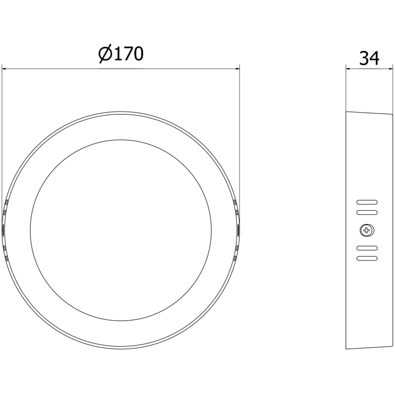 Mexen LDSR LED-Deckenleuchte Aufputz fi 17 cm, 12W, Neutral - 4000K, 960 lm, schwarz - L212-017-1240-70
