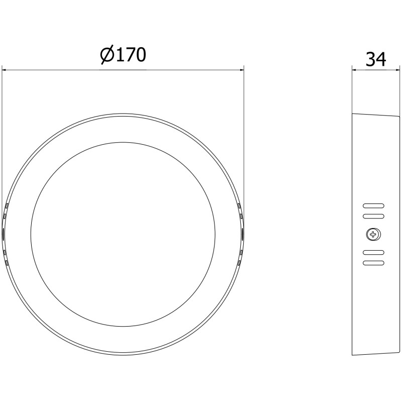 Mexen LDSR plafoniera a soffitto LED a montaggio superficiale diametro 17 cm, 12W, Neutra - 4000K, 960 lm, nero