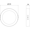 Mexen LDSR LED-Deckenleuchte Aufputz fi 17 cm, 12W, Neutral - 4000K, 960 lm, schwarz - L212-017-1240-70