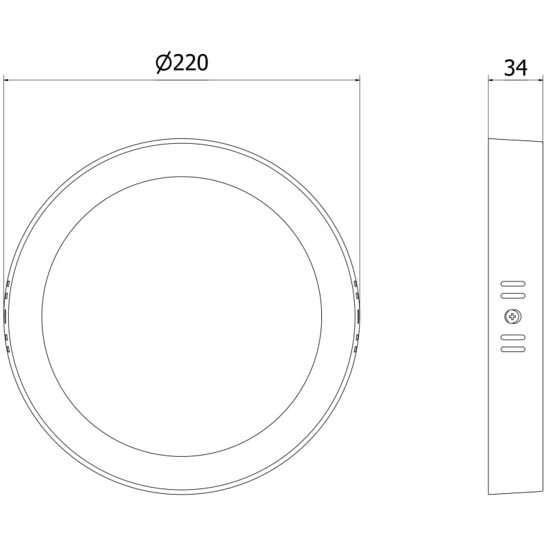 Mexen LDSR LED-Deckenleuchte zur Oberflächenmontage, Ø 22 cm, 18W, Kalt - 6500K, 1440 lm, schwarz - L212-022-1865-70