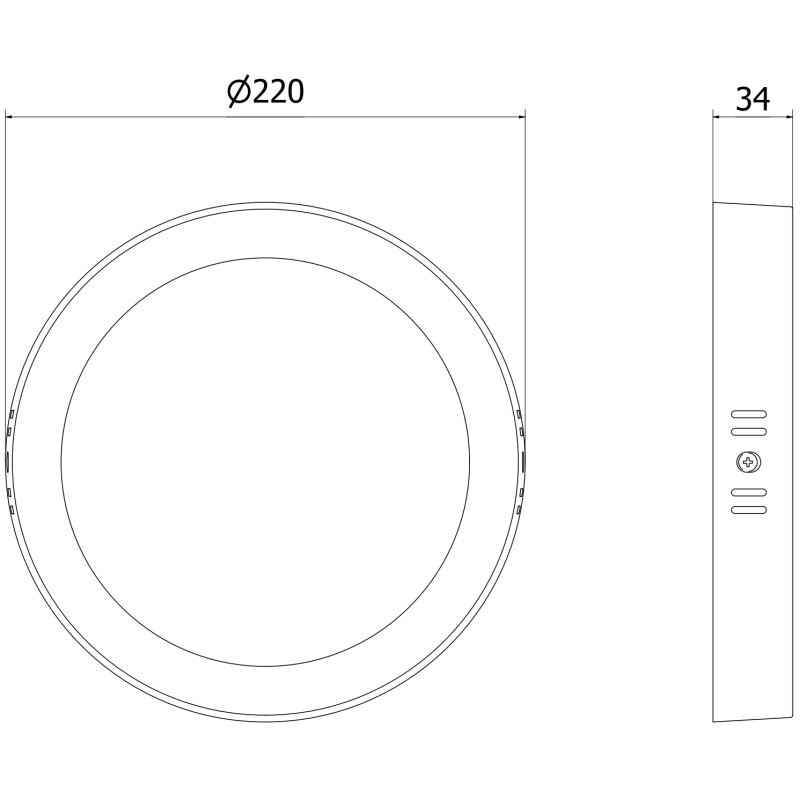 Mexen LDSR opbouwplafond LED, diameter 22 cm, 18W, Koud - 6500K, 1440 lm, zwart - L212-022-1865-70