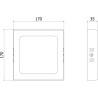 Mexen LDSS plafon sufitowy LED natynkowy 17 x 17 cm, 12W, Zimna - 6500K, 1320 lm, biały - L213-017-1265-20