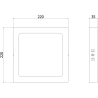 Mexen LDSS LED-kattoplafondi pinta-asennettava 22 x 22 cm, 18W, Neutraali - 4000K, 1980 lm, valkoinen - L213-022-1840-20