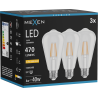 Mexen Vintis 3x Λαμπτήρας filament LED E27, ST64, 4W, Ζεστό - 2200K, 470 lm, διάφανο - L152-E27-0422-00x03