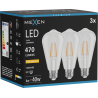 Mexen Vintis 3x LED filamentlampa E27, ST64, 4W, Varm - 2200K, 470 lm, klar - L152-E27-0422-00x03