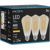 Mexen Vintis 3x LED-Filamentlampe E27, ST64, 4W, Warm - 2200K, 400 lm, bernstein - L152-E27-0422-50x03
