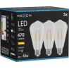 Mexen Vintis 3x LED žarulja filament E27, ST64, 4W, Topla - 2700K, 470 lm, prozirna - L152-E27-0427-00x03