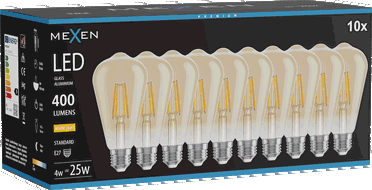 Mexen Vintis 10x LED filament žarulja E27, ST64, 4W, Topla - 2700K, 400 lm, jantarn - L152-E27-0427-50x10