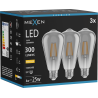Mexen Vintis 3x Ampoule filament LED E27, ST64, 4W, Chaude - 2700K, 300 lm, fumée - L152-E27-0427-70x03