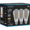 Mexen Vintis 3x żarówka filament LED E27, ST64, 4W, Ciepła - 2700K,  300 lm, smoke - L152-E27-0427-70x03