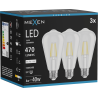 Mexen Vintis 3x Bombilla LED de filamento E27, ST64, 4W, Neutra - 4000K, 470 lm, clara - L152-E27-0440-00x03