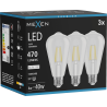 Mexen Vintis 3x LED-filamentlampa E27, ST64, 4W, Neutral - 4000K, 470 lm, klar - L152-E27-0440-00x03