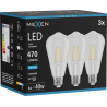 Mexen Vintis 3x LED-filamentlampa E27, ST64, 4W, Kall - 6500K, 470 lm, klar - L152-E27-0465-00x03