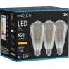 Mexen Vintis 3x Bombilla filament LED E27, ST64, 6W, Cálida - 2200K, 450 lm, humo - L152-E27-0622-70x03