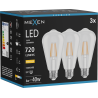 Mexen Vintis 3x Filament LED-lamp E27, ST64, 6W, Warm - 2700K, 720 lm, helder - L152-E27-0627-00x03