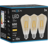 Mexen Vintis 3x żarówka filament LED E27, ST64, 6W, Ciepła - 2700K, 600 lm, amber - L152-E27-0627-50x03
