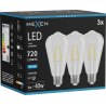 Mexen Vintis 3x LED-filamentlampa E27, ST64, 6W, Kall - 6500K, 720 lm, klar - L152-E27-0665-00x03