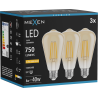 Mexen Vintis 3x żarówka filament LED E27, ST64, 8W, Ciepła - 2200K, 750 lm, amber - L152-E27-0822-50x03