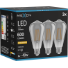 Mexen Vintis 3x Filament LED-lamppu E27, ST64, 8W, Lämmin - 2200K, 600 lm, savu - L152-E27-0822-70x03