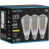 Mexen Vintis 3x żarówka filament LED E27, ST64, 8W, Ciepła - 2200K, 600 lm, smoke - L152-E27-0822-70x03