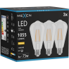 Mexen Vintis 3x Lampadina a filamento LED E27, ST64, 8W, Calda - 2700K, 1055 lm, chiara - L152-E27-0827-00x03