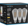 Mexen Vintis 3x Bombilla de filamento LED E27, ST64, 8W, Cálida - 2700K, 680 lm, humo - L152-E27-0827-70x03