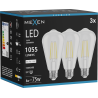 Mexen Vintis 3x LED-Filament-Glühbirne E27, ST64, 8W, Neutral - 4000K, 1055 lm, klar - L152-E27-0840-00x03