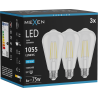 Mexen Vintis 3x λαμπτήρας LED φίλαιμον E27, ST64, 8W, Ψυχρό - 6500K, 1055 lm, διαυγής