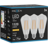 Mexen Vintis 3x lampadina a filamento LED E27, ST64, 10W, Calda - 2200K, 1320 lm, trasparente - L152-E27-1022-00x03