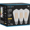 Mexen Vintis 3x LED-Filamentlampe E27, ST64, 10W, Warmweiß - 2200K, 1320 lm, klar - L152-E27-1022-00x03
