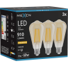 Mexen Vintis 3x LED-filamentlampa E27, ST64, 10W, Varm - 2200K, 910 lm, bärnsten - L152-E27-1022-50x03
