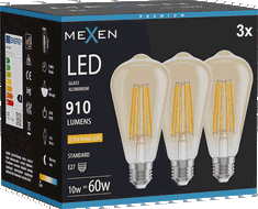 Mexen Vintis 3x LED spuldze ar kvēldiegu E27, ST64, 10W, Silta gaisma - 2200K, 910 lm, dzintars - L152-E27-1022-50x03