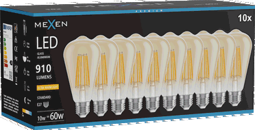 Mexen Vintis 10x LED diegu spuldze E27, ST64, 10W, Silta - 2200K, 910 lm, dzintara krāsa - L152-E27-1022-50x10
