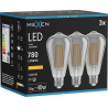 Mexen Vintis 3x LED-filamentlamp E27, ST64, 10W, Warm - 2200K, 780 lm, rook - L152-E27-1022-70x03