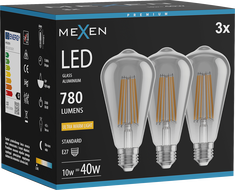 Mexen Vintis 3x LED filament žarulja E27, ST64, 10W, Topla - 2200K, 780 lm, dimljena - L152-E27-1022-70x03