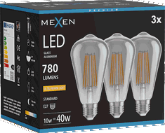 Mexen Vintis 3x LED kvēldiega spuldze E27, ST64, 10W, Silta - 2200K, 780 lm, dūmu - L152-E27-1022-70x03