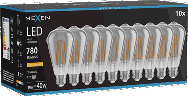 Mexen Vintis 10x Spuldze LED E27, ST64, 10W, Silti - 2200K, 780 lm, smoke - L152-E27-1022-70x10
