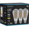 Mexen Vintis 3x Lampadina a filamento LED E27, ST64, 10W, Calda - 2700K, 780 lm, fumè - L152-E27-1027-70x03