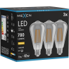 Mexen Vintis 3x LED-filamenttilamppu E27, ST64, 10W, Lämmin - 2700K, 780 lm, savu - L152-E27-1027-70x03
