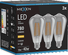 Mexen Vintis 3x LED hõõgniidi pirn E27, ST64, 10W, Soe - 2700K, 780 lm, suitsune - L152-E27-1027-70x03