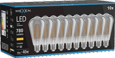Mexen Vintis 10x LED-hehkulanka E27, ST64, 10W, Lämmin - 2700K, 780 lm, savu - L152-E27-1027-70x10