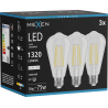 Mexen Vintis 3x LED kvēldiega spuldze E27, ST64, 10W, Neitrāls - 4000K, 1320 lm, caurspīdīgs - L152-E27-1040-00x03