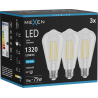 Mexen Vintis 3x Lampadina a filamento LED E27, ST64, 10W, Fredda - 6500K, 1320 lm, trasparente - L152-E27-1040-00x03
