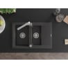 Mexen Gaspar fregadero de granito 1,5 senos con escurridor y grifo de cocina Rita, negro moteado - 6507-76-670300-00