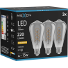 Mexen Vintis 3x LED filament spiraal gloeilamp E27, ST64, 4W, Warm - 2200K, 220 lm, smoke - L162-E27-0422-70x03