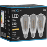 Mexen Vintis 3x żarówka filament spirala LED E27, ST64, 4W, Ciepła - 2200K, 220 lm, smoke - L162-E27-0422-70x03